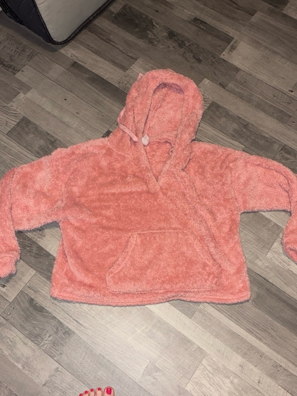 No Boundaries Plush Hooded Pullover - Coral